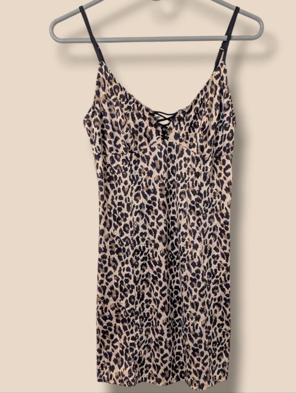 Victoria's Secret Leopard Silky Satin Babydoll Slip Dress Chemise Sleepwear